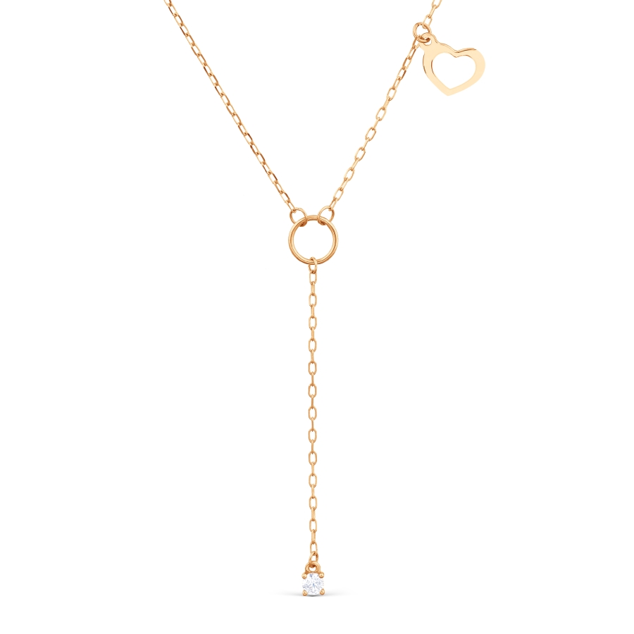 Colier din aur roșu cu pietre Cubic Zirconia Incolor