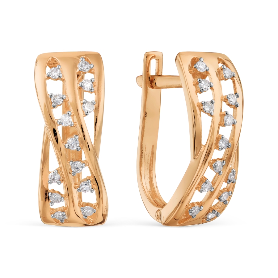 Cercei din aur roșu cu pietre Cubic Zirconia Incolor