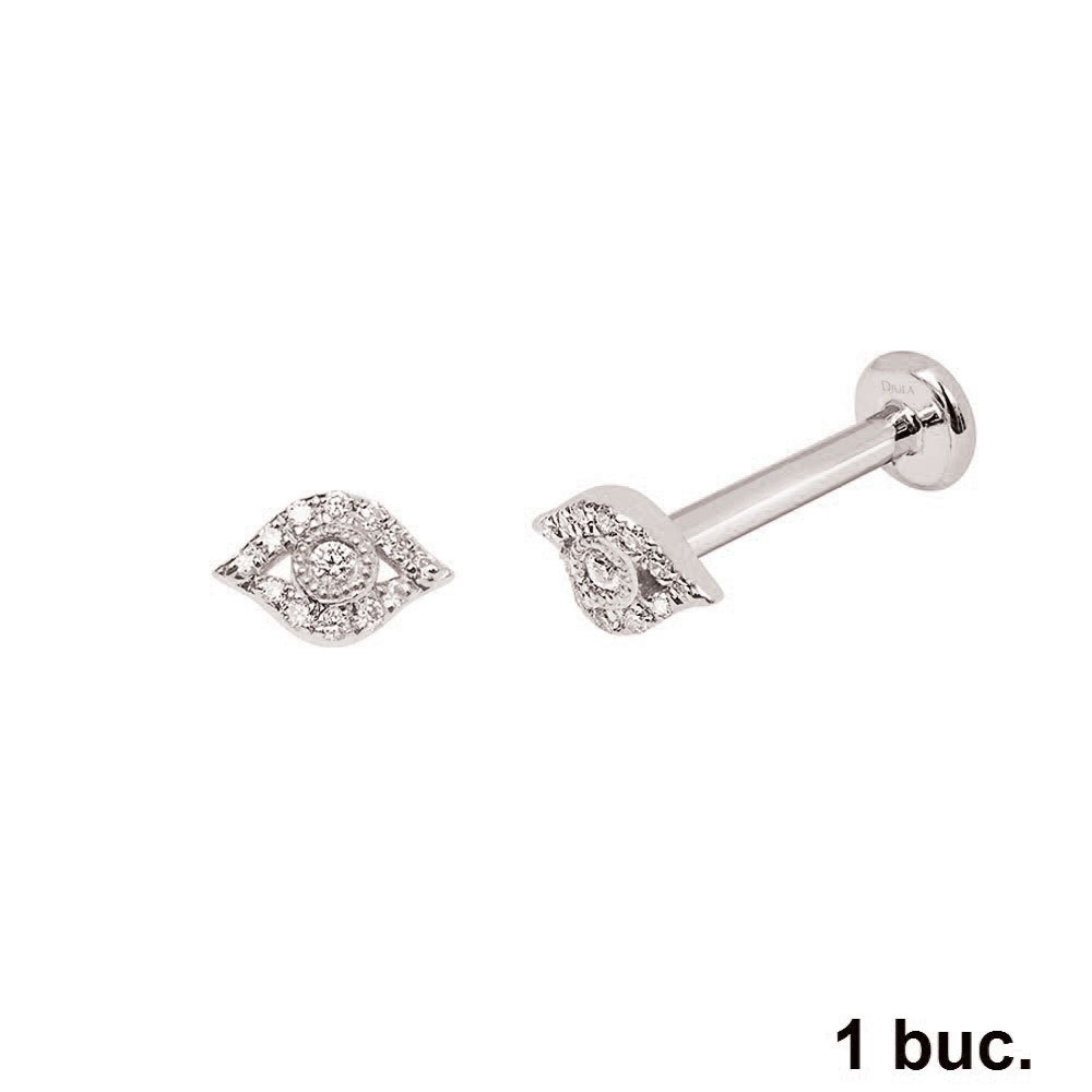 Cercel din aur alb cu pietre Diamant