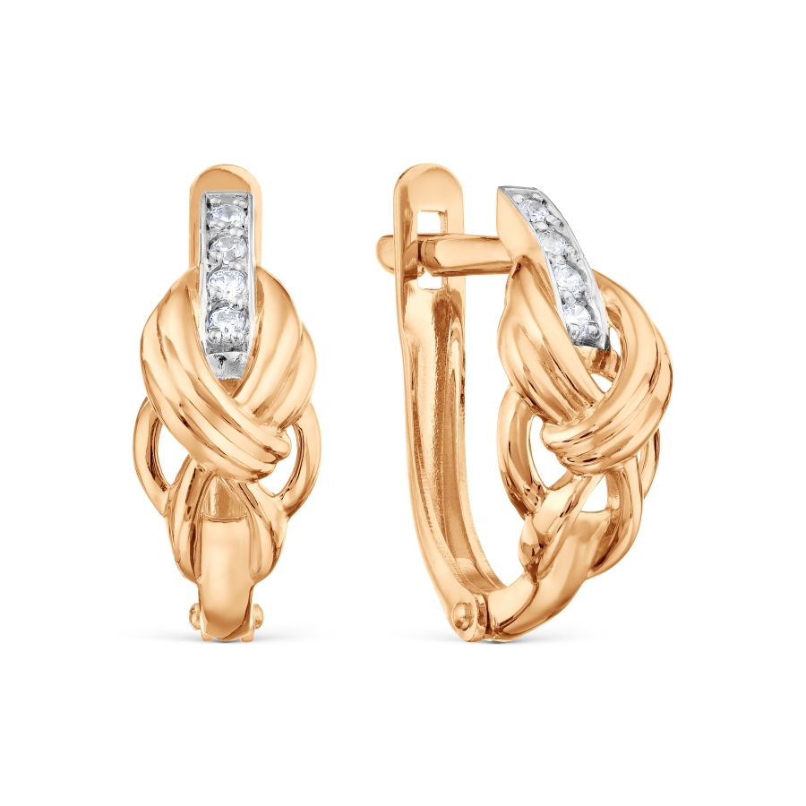 Cercei din aur roșu cu pietre Cubic Zirconia Incolor