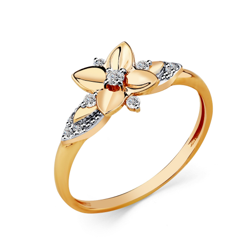 Inel din aur roșu cu pietre Cubic Zirconia Incolor
