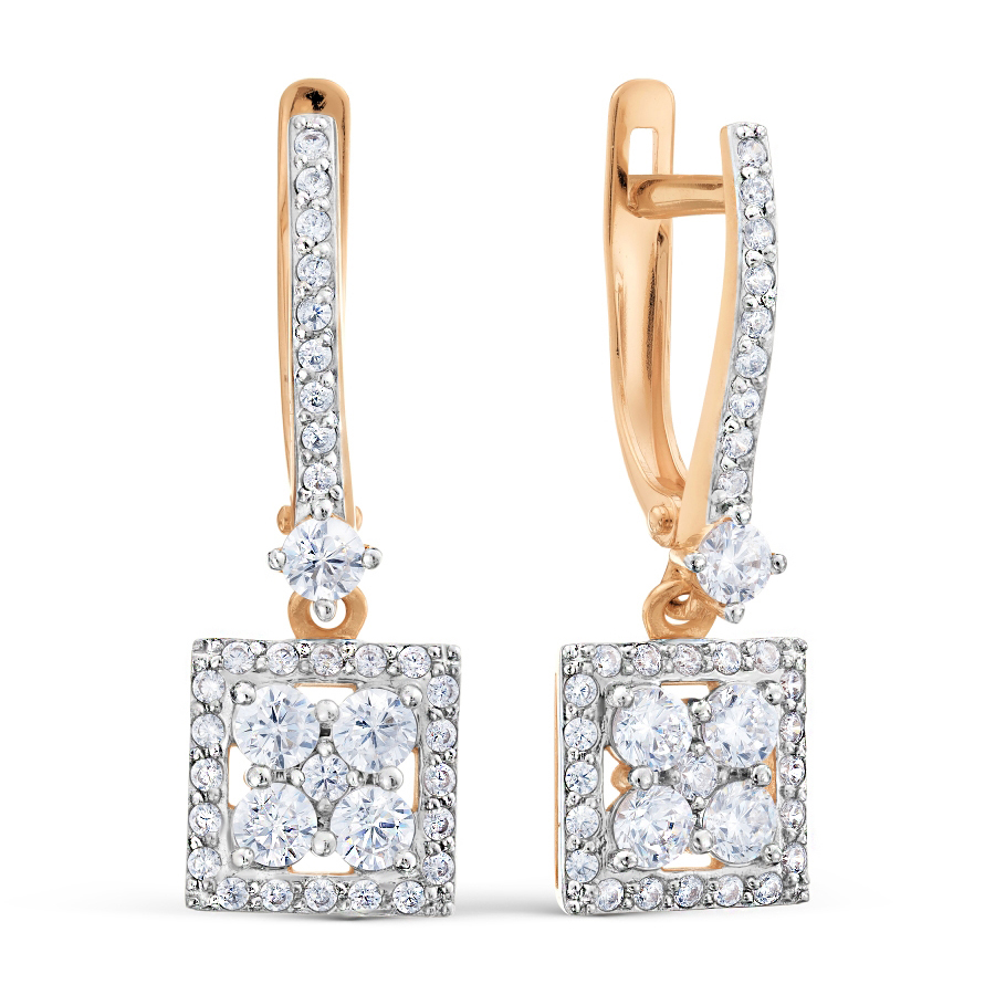 Cercei Suspendați din aur roșu cu pietre Cubic zirconia