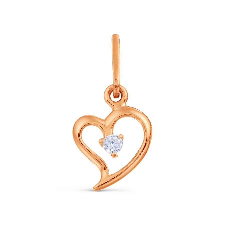 Pandantiv din aur roșu cu pietre Cubic Zirconia Incolor