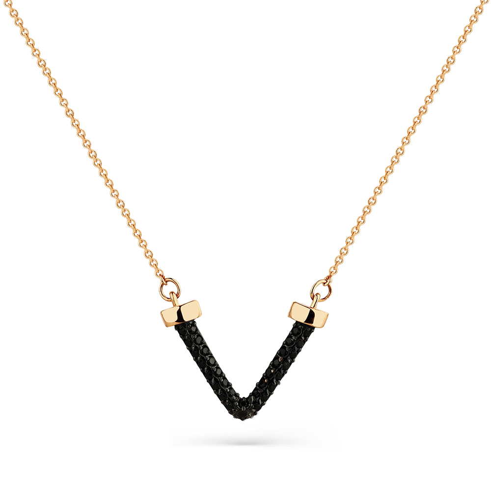 Colier din aur roșu cu pietre Cubic zirconia negru