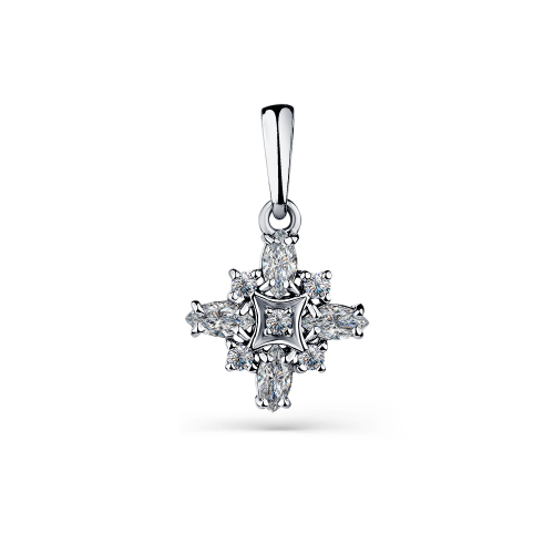 Pandantiv din aur alb cu pietre Cubic zirconia