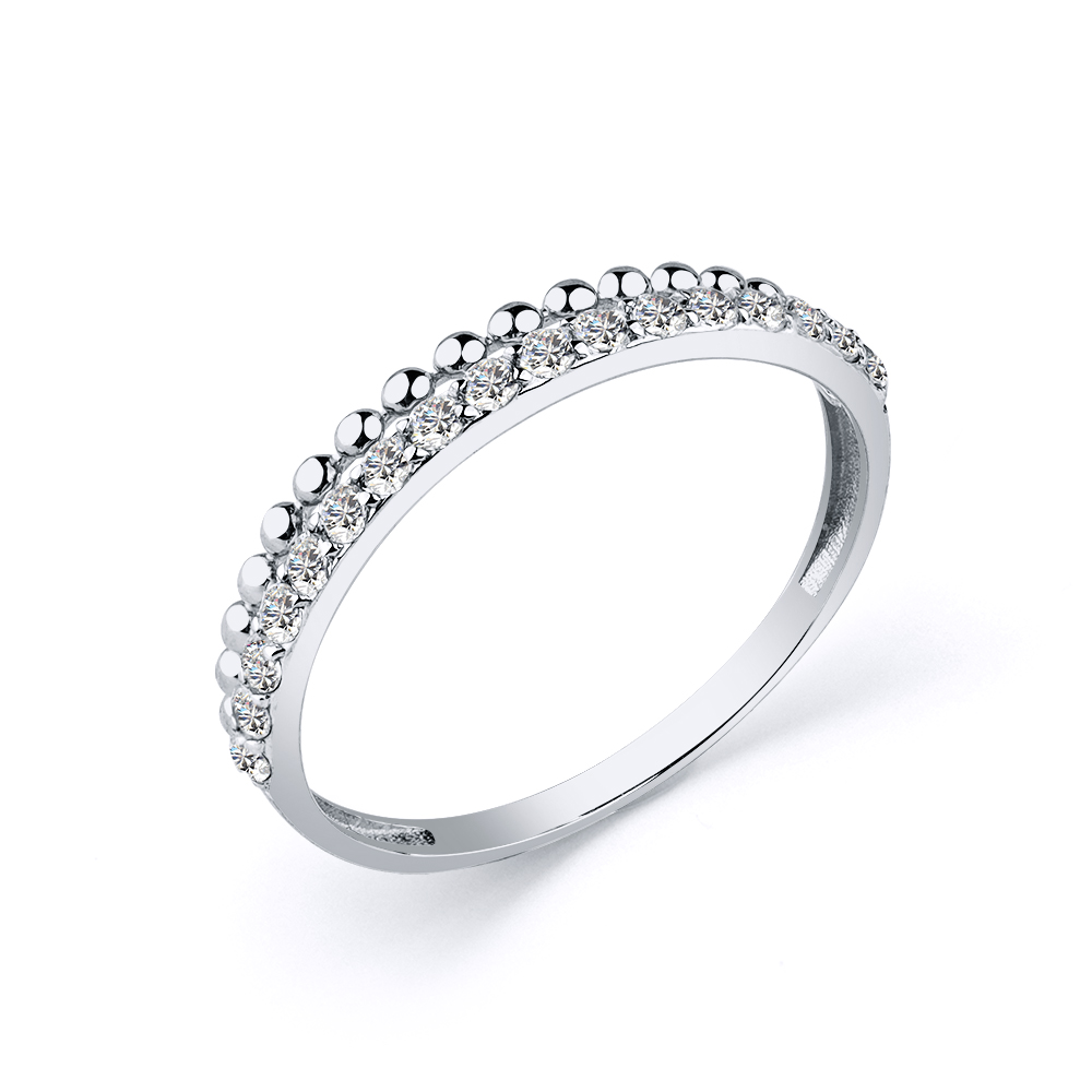 Inel din aur alb cu pietre Cubic Zirconia Incolor