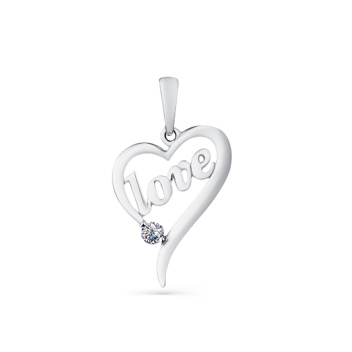 Pandantiv din aur alb cu pietre Cubic Zirconia Incolor