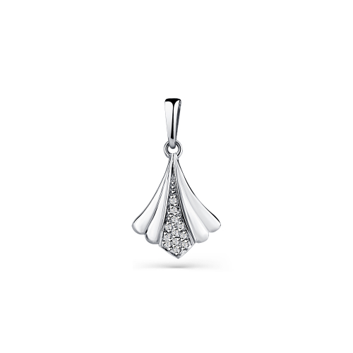 Pandantiv din aur alb cu pietre Cubic Zirconia Incolor