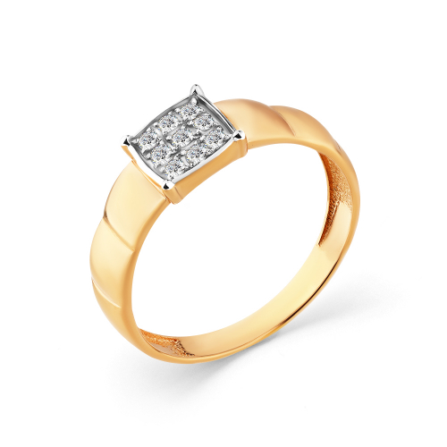 Inel din aur roșu cu pietre Cubic Zirconia Incolor