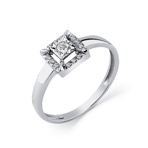 Inel din aur alb cu pietre Cubic Zirconia Incolor