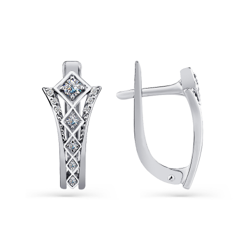 Cercei din aur alb cu pietre Cubic Zirconia Incolor