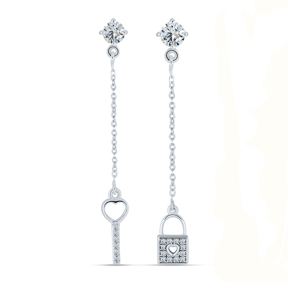 Cercei Pusete din argint  cu pietre Cubic Zirconia Incolor