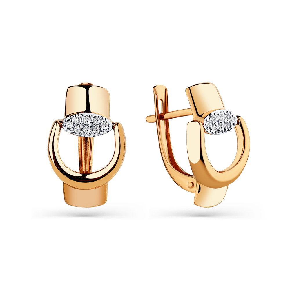 Cercei din aur roșu cu pietre Cubic Zirconia Incolor
