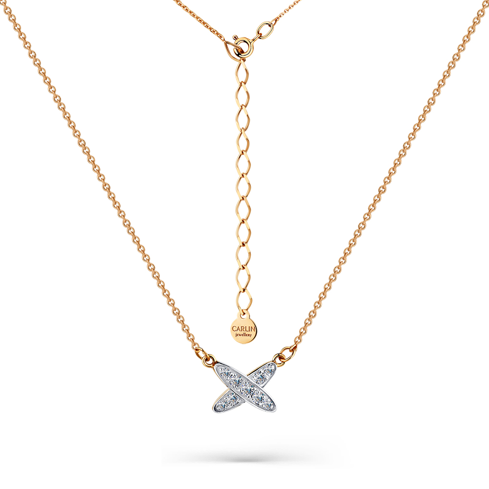 Colier din aur roșu cu pietre Cubic Zirconia Incolor