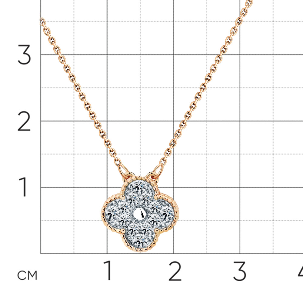 Colier din aur roșu cu pietre Cubic Zirconia Incolor