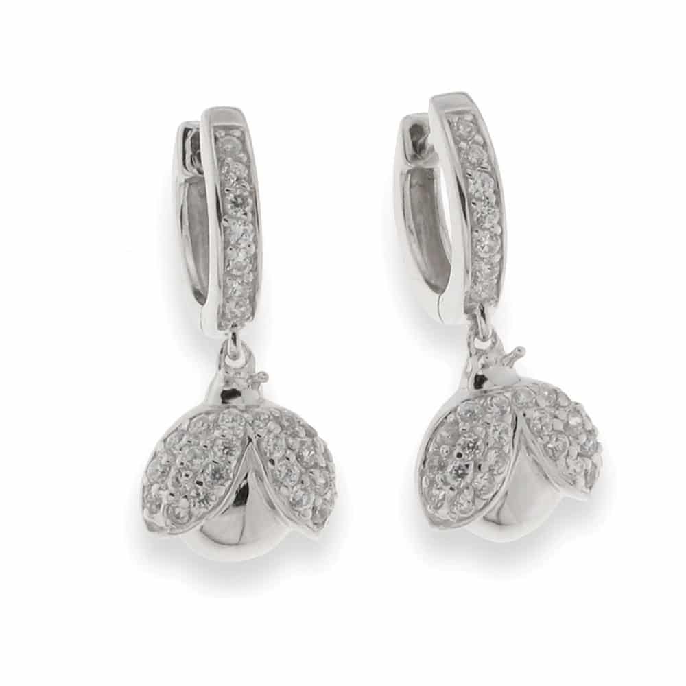 Cercei Creole din argint  cu pietre Cubic Zirconia Incolor