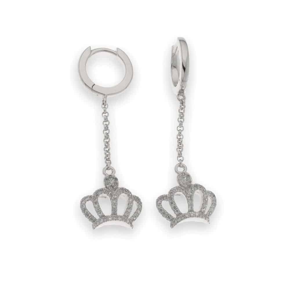 Cercei Creole din argint  cu pietre Cubic Zirconia Incolor