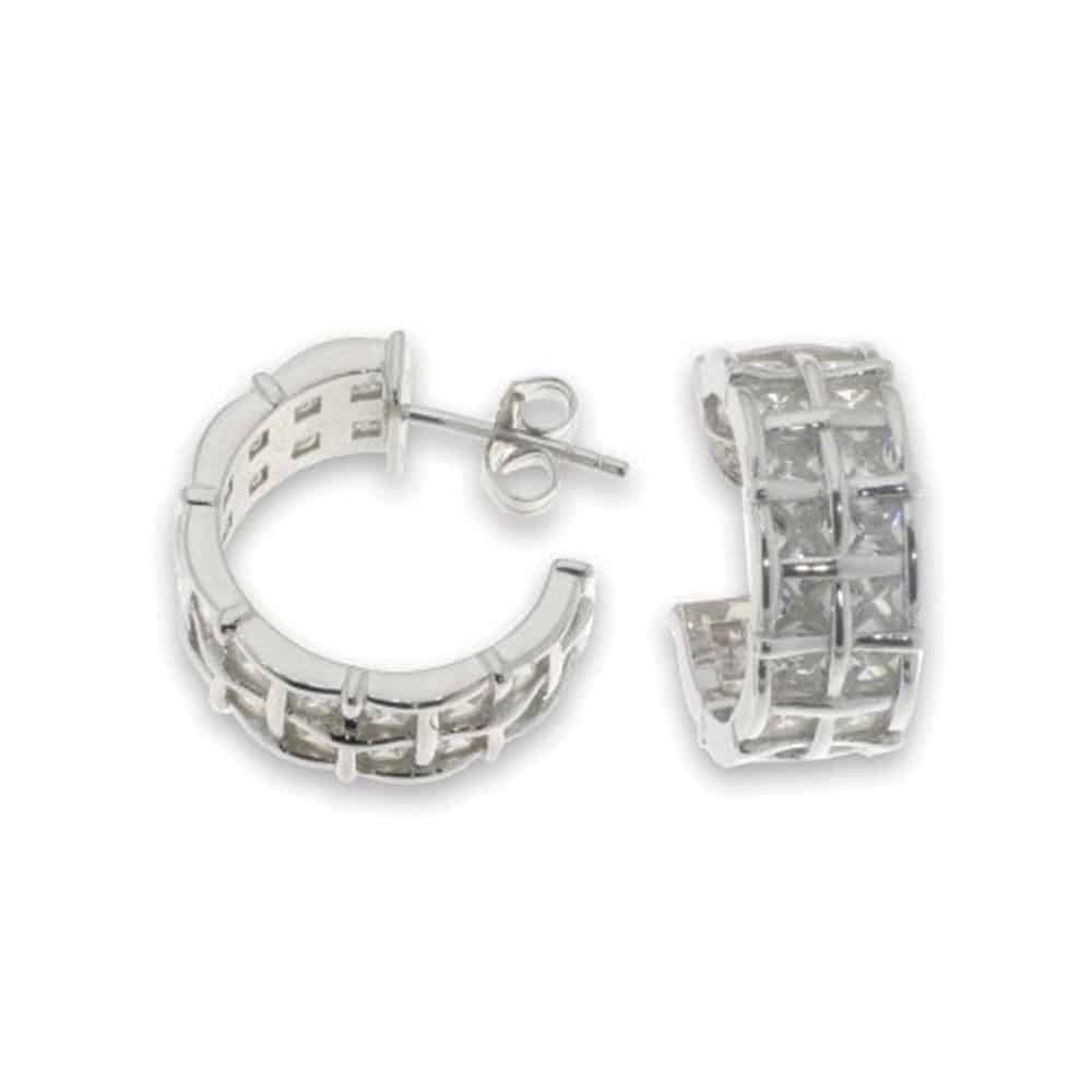 Cercei Pusete din argint  cu pietre Cubic Zirconia Incolor