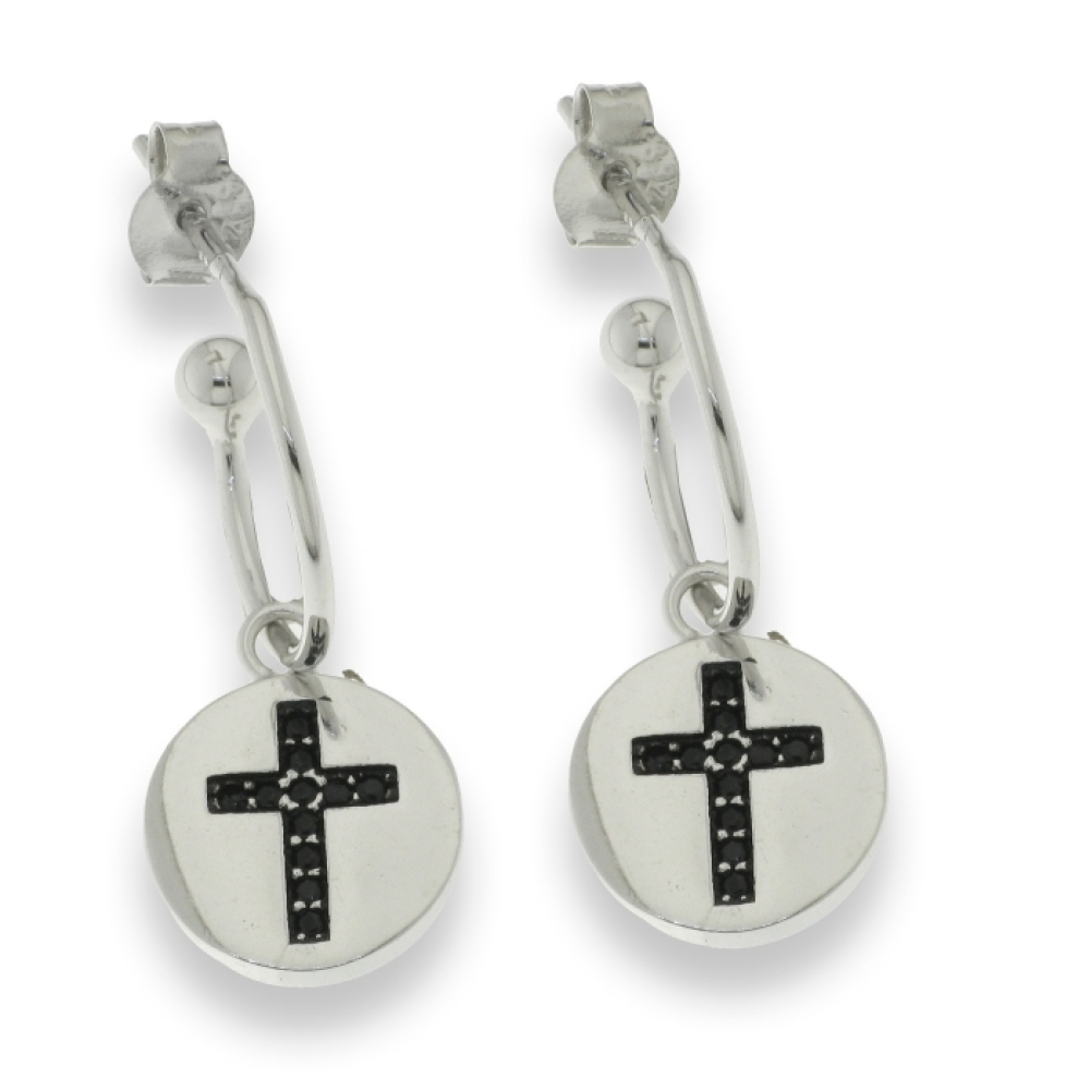 Cercei din argint  cu pietre Cubic Zirconia Negru
