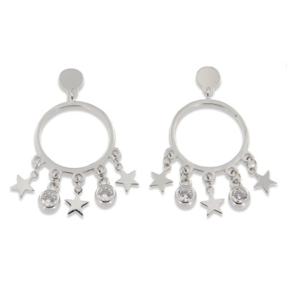Cercei Pusete din argint  cu pietre Cubic Zirconia Incolor
