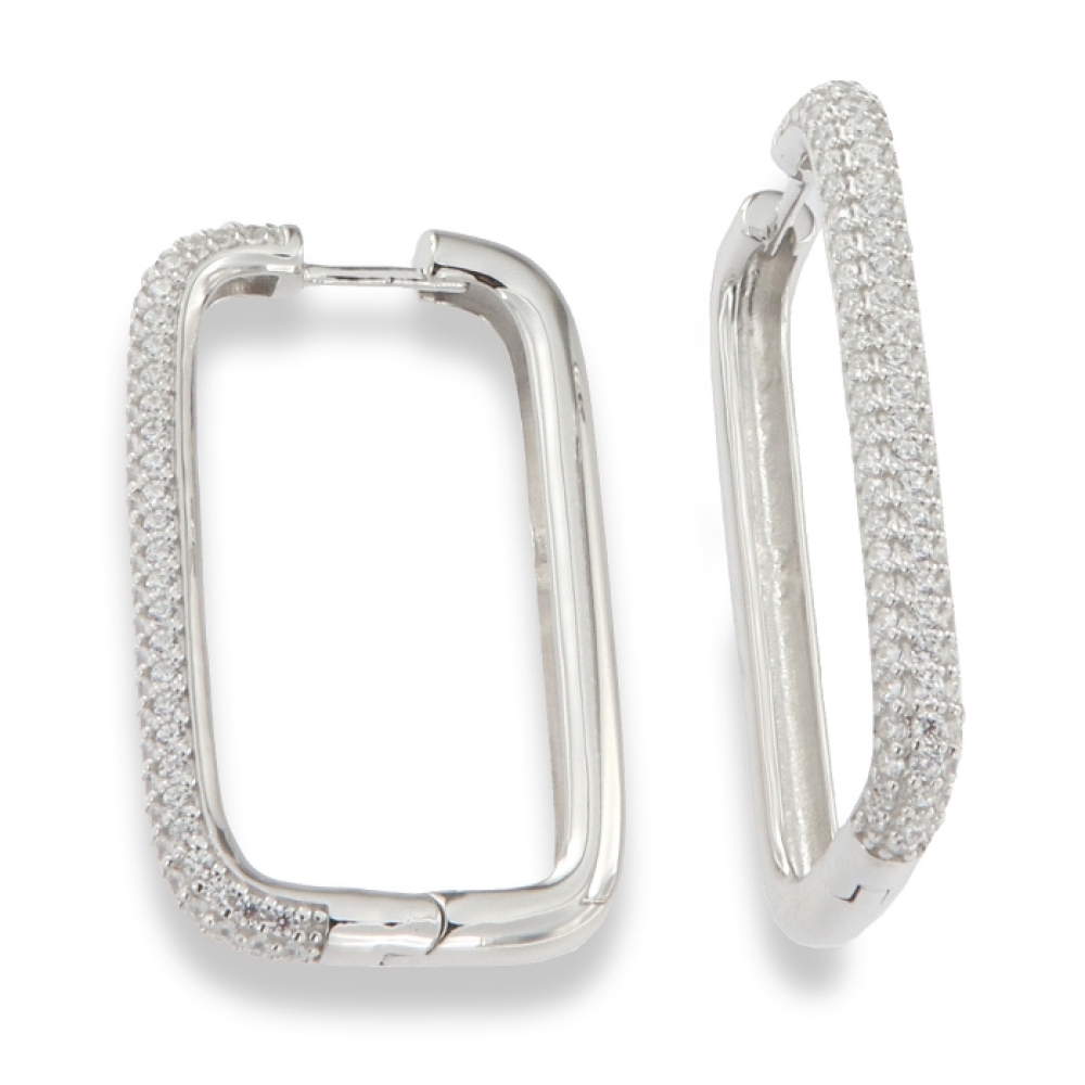 Cercei Creole din argint  cu pietre Cubic Zirconia Incolor