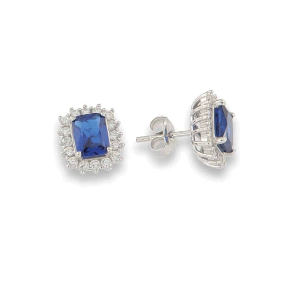 Cercei Pusete din argint  cu pietre Cubic Zirconia Incolor, Corindon