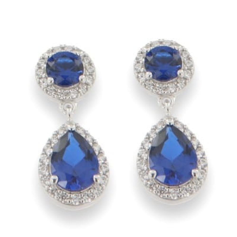 Cercei Pusete din argint  cu pietre Cubic Zirconia Incolor, Corindon