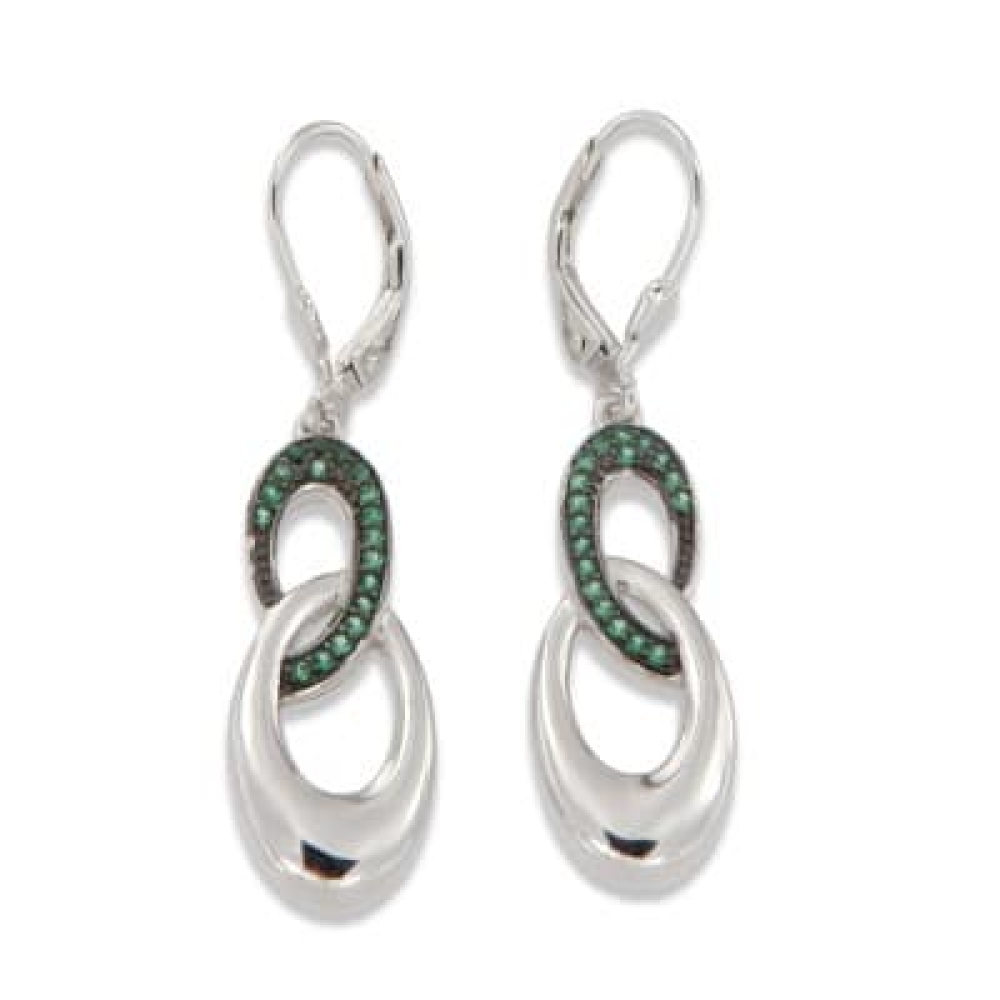 Cercei Pusete din argint  cu pietre Cubic Zirconia Incolor, Corindon