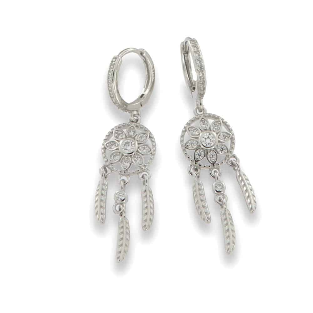 Cercei Creole din argint  cu pietre Cubic Zirconia Incolor