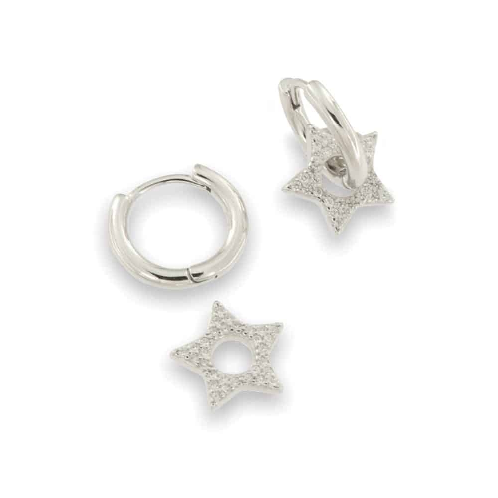 Cercei Creole din argint  cu pietre Cubic Zirconia Incolor