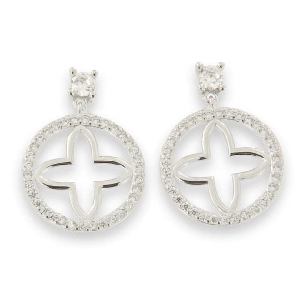 Cercei Pusete din argint  cu pietre Cubic Zirconia Incolor