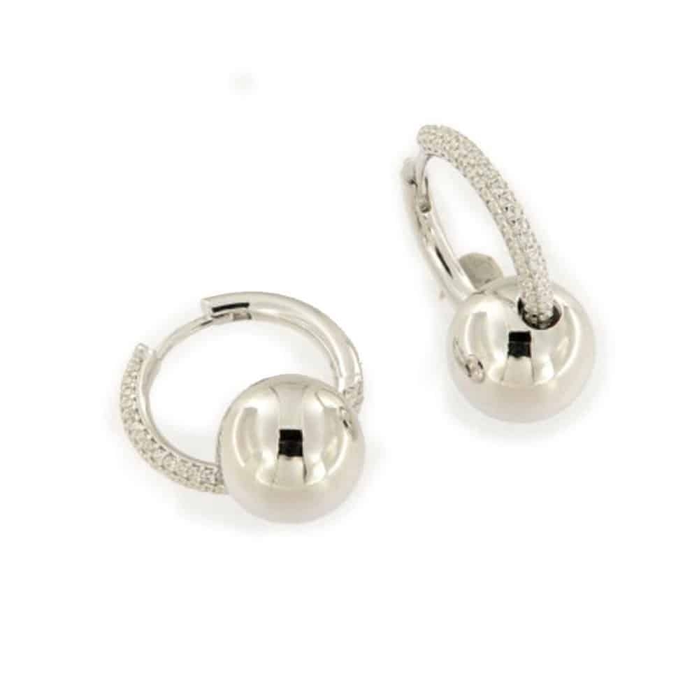 Cercei Creole din argint  cu pietre Cubic Zirconia Incolor