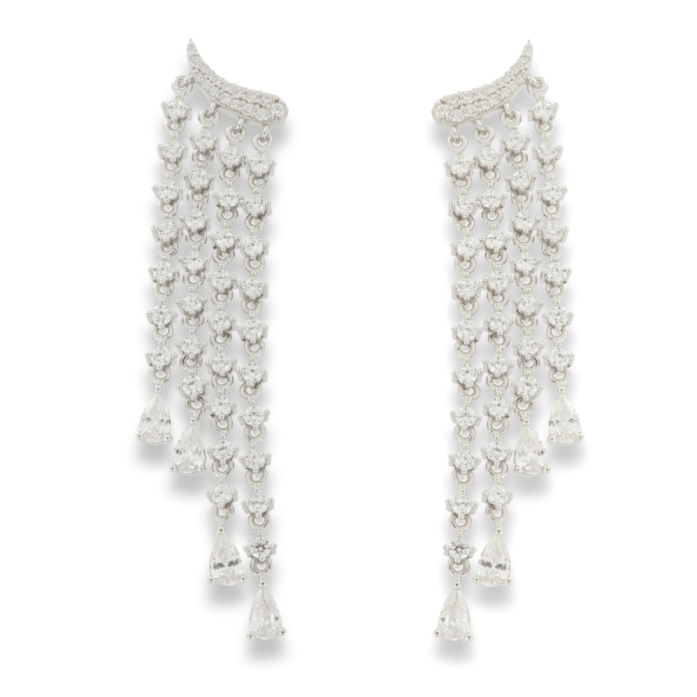 Cercei Pusete din argint  cu pietre Cubic Zirconia Incolor