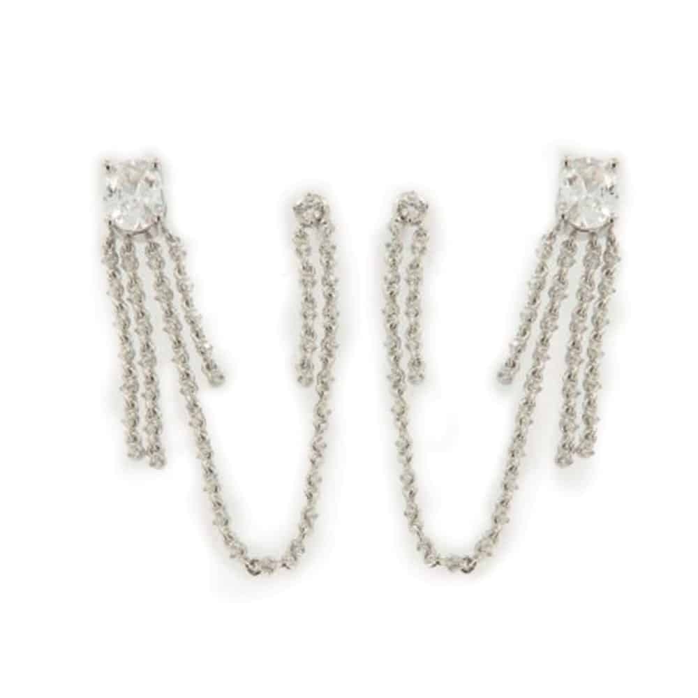 Cercei Pusete din argint  cu pietre Cubic Zirconia Incolor