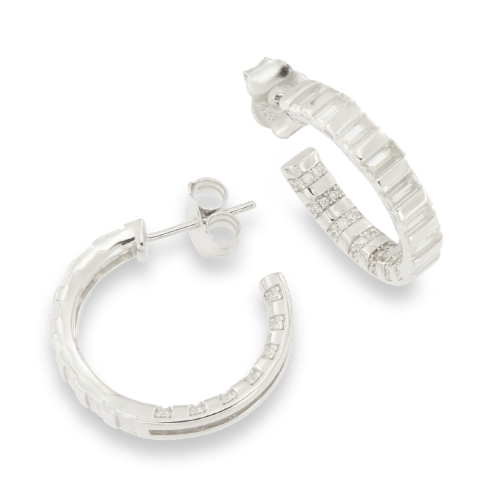 Cercei Pusete din argint  cu pietre Cubic Zirconia Incolor