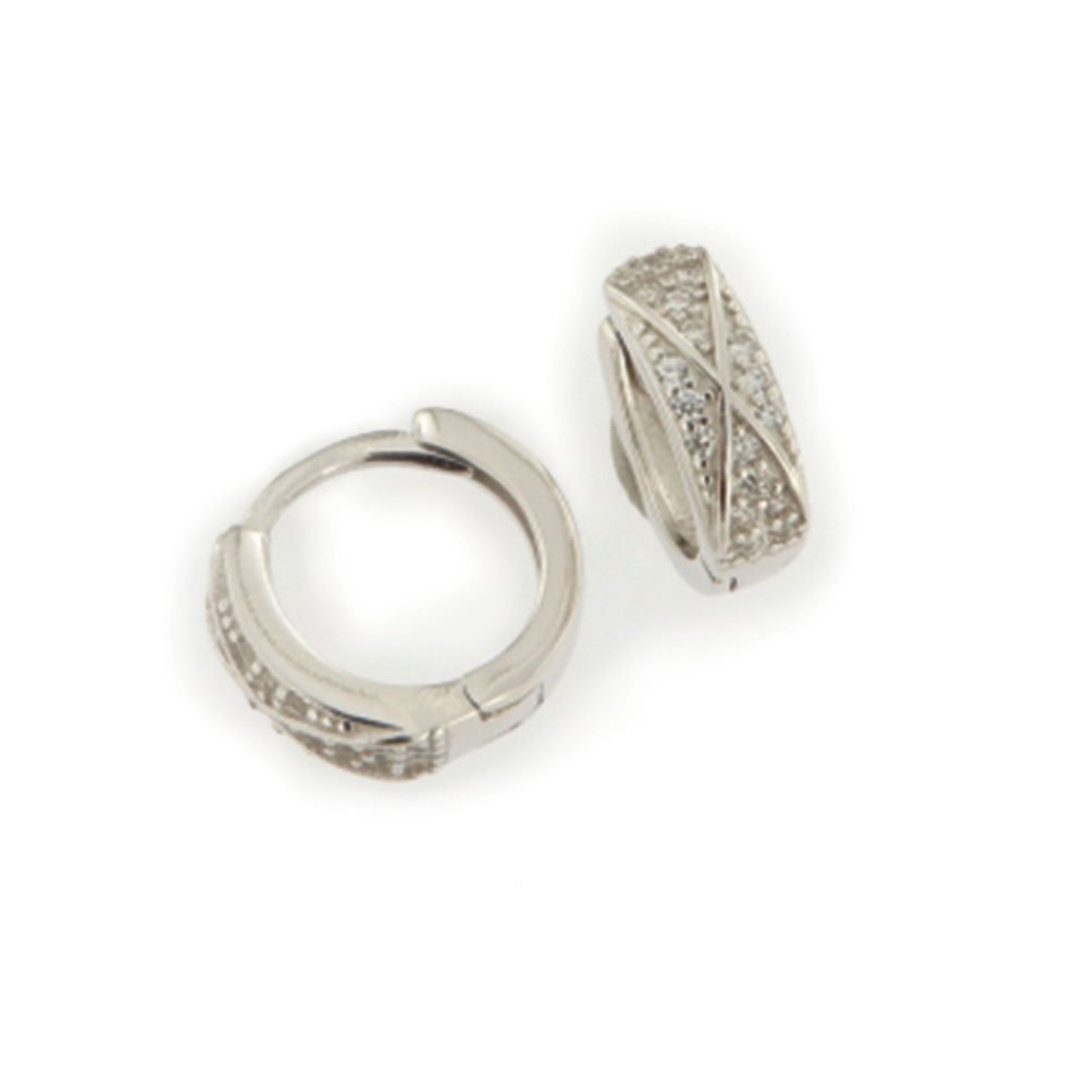 Cercei Creole din argint  cu pietre Cubic Zirconia Incolor