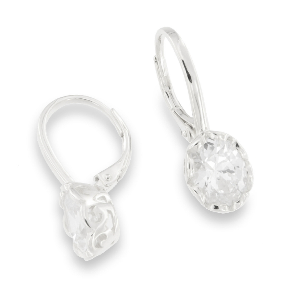 Cercei Creole din argint  cu pietre Cubic Zirconia Incolor,
