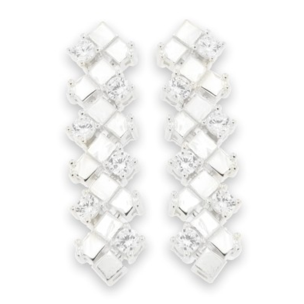 Cercei Pusete din argint  cu pietre Cubic Zirconia Incolor