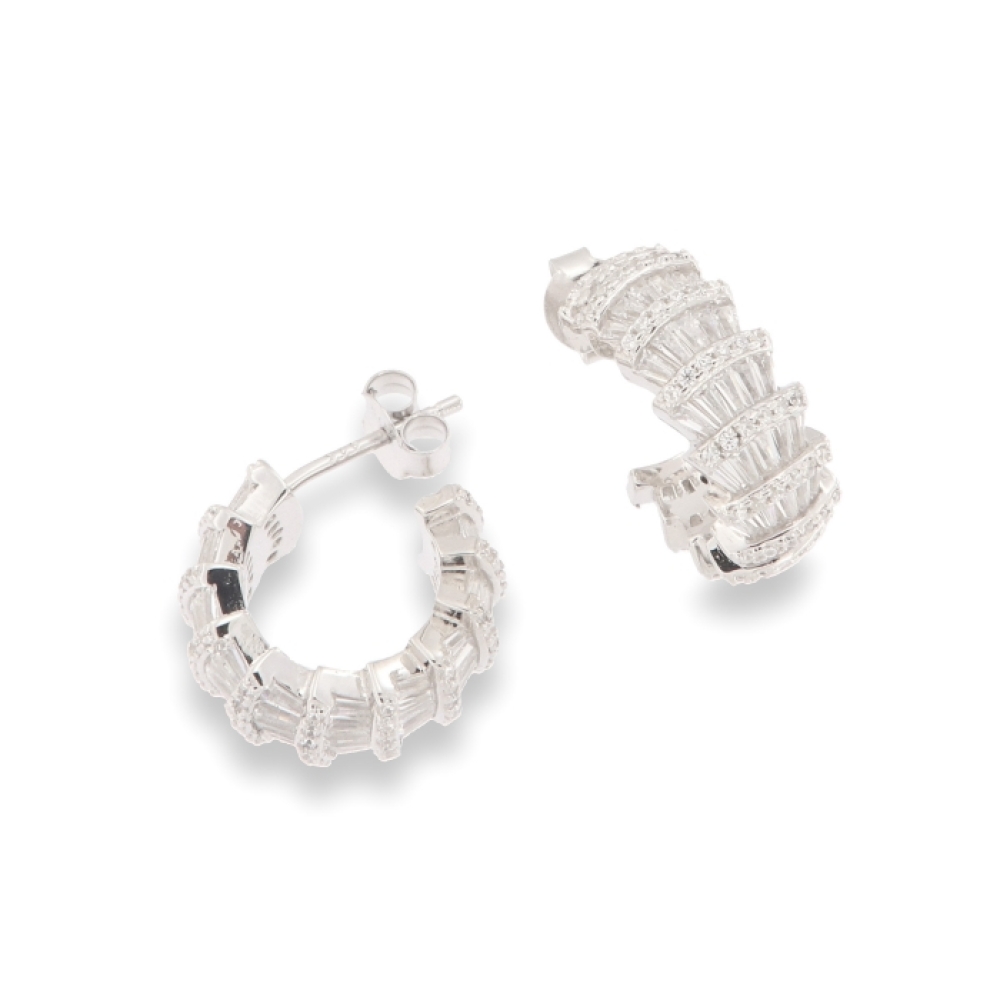 Cercei Pusete din argint  cu pietre Cubic Zirconia Incolor
