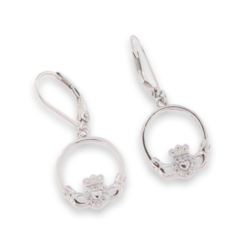 Cercei Creole din argint  cu pietre Cubic Zirconia Incolor