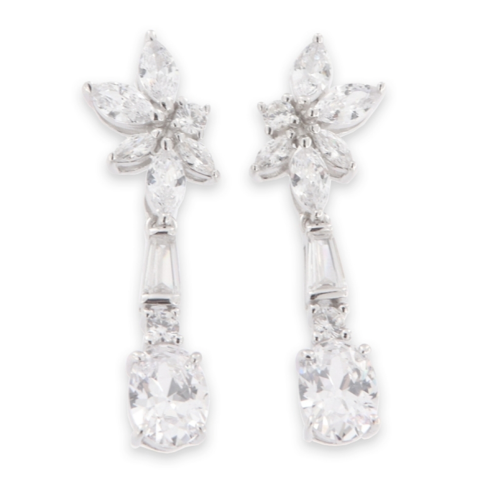 Cercei Pusete din argint  cu pietre Cubic Zirconia Incolor