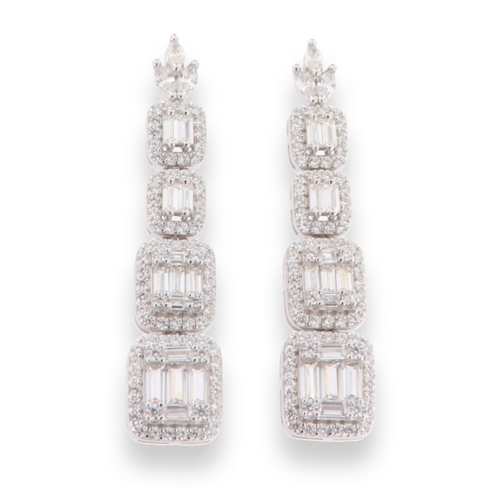 Cercei Pusete din argint  cu pietre Cubic Zirconia Incolor