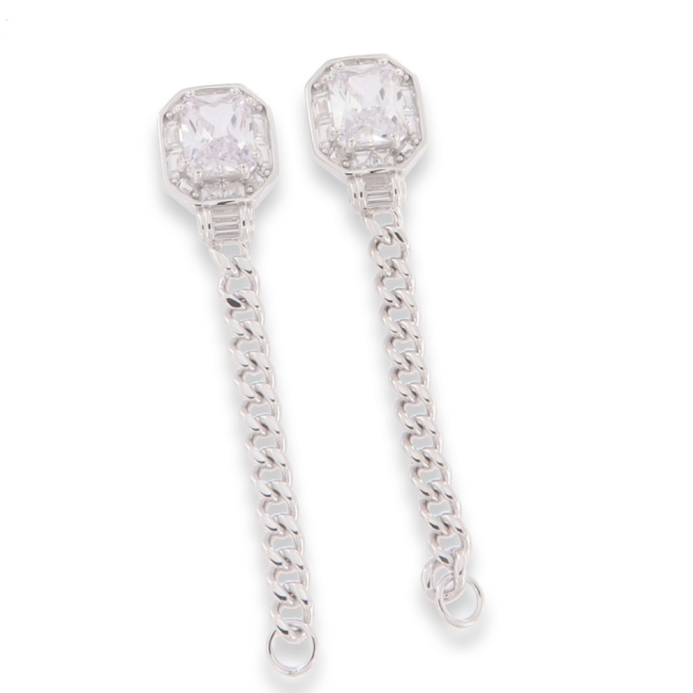 Cercei din argint  cu pietre Cubic Zirconia Incolor