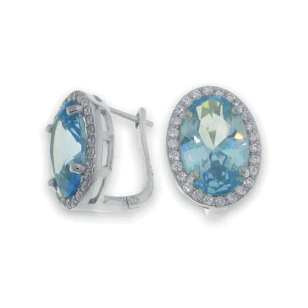 Cercei din argint  cu pietre Cubic Zirconia Incolor, Cubic Zirconia Albastru