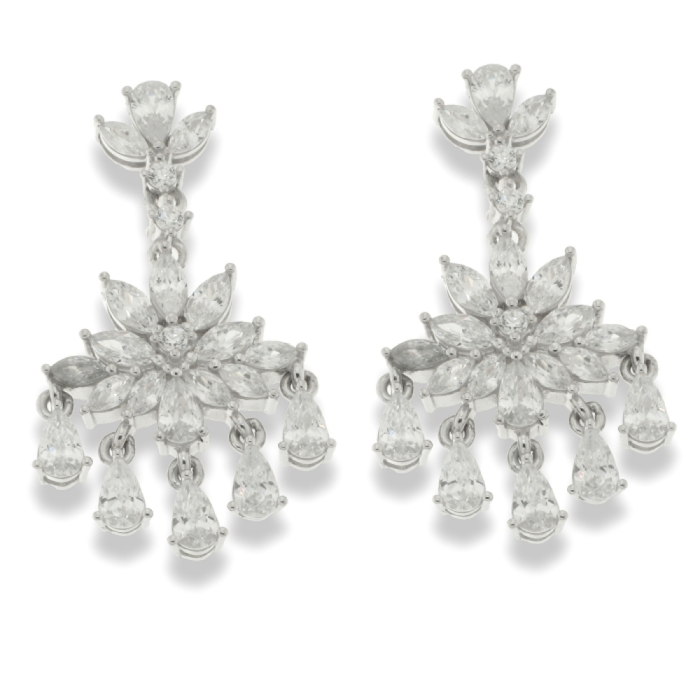 Cercei Pusete din argint  cu pietre Cubic Zirconia Incolor