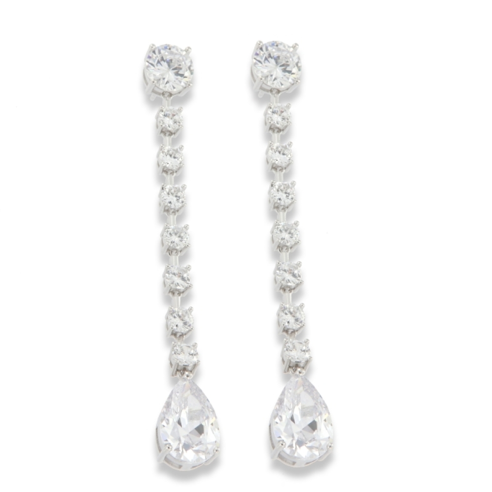 Cercei Pusete din argint  cu pietre Cubic Zirconia Incolor