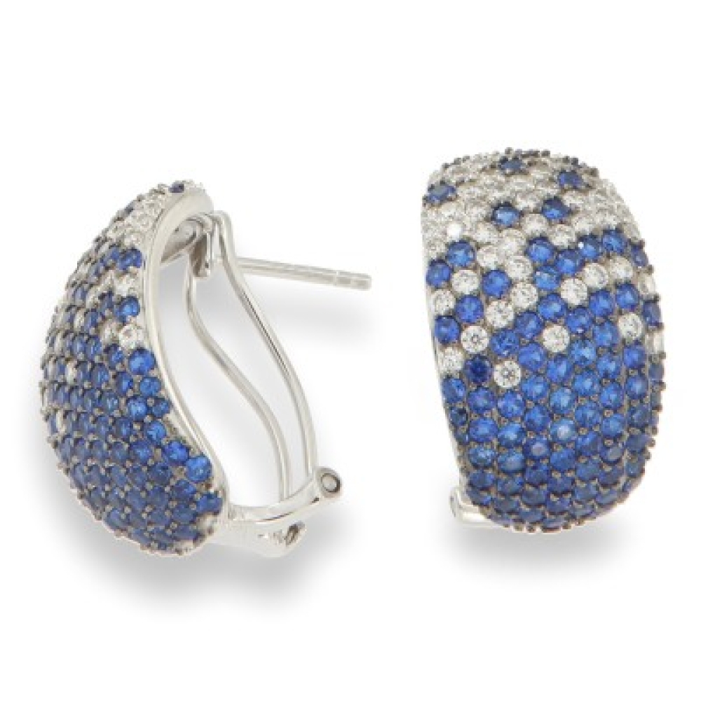 Cercei din argint  cu pietre Cubic Zirconia Incolor, Corindon