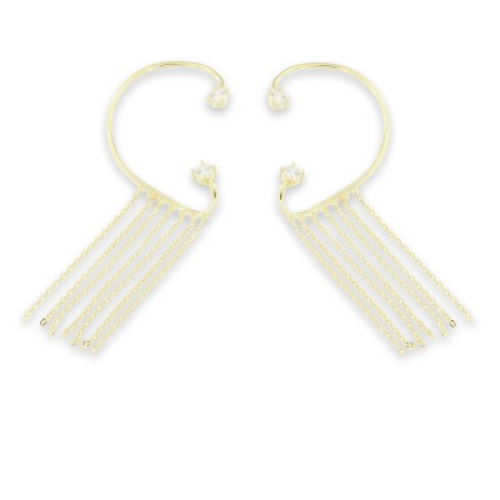 Cercei din argint placat cu aur  cu pietre Cubic Zirconia Incolor