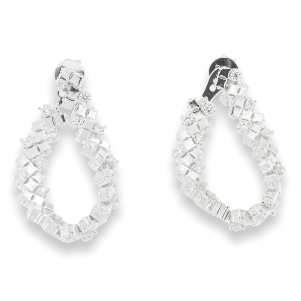 Cercei Pusete din argint  cu pietre Cubic Zirconia Incolor