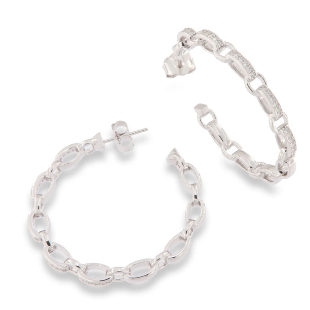 Cercei Pusete din argint  cu pietre Cubic Zirconia Incolor